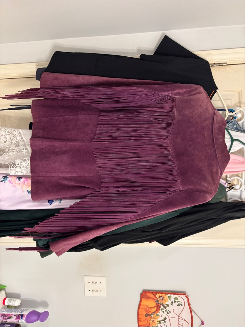 Women's Plum Fringe Suede jacket